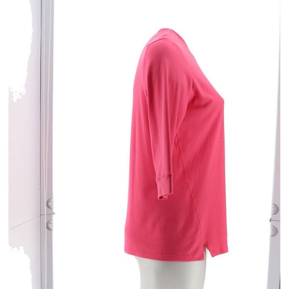 NWT DENIM & CO. ESSENTIALS 3/4 SLEEVE‎ TUNIC PINK XXS - Picture 7 of 12
